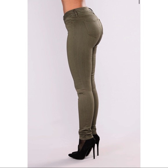 Farrah Skinny Jeans in Olive - Picture 4 of 7
